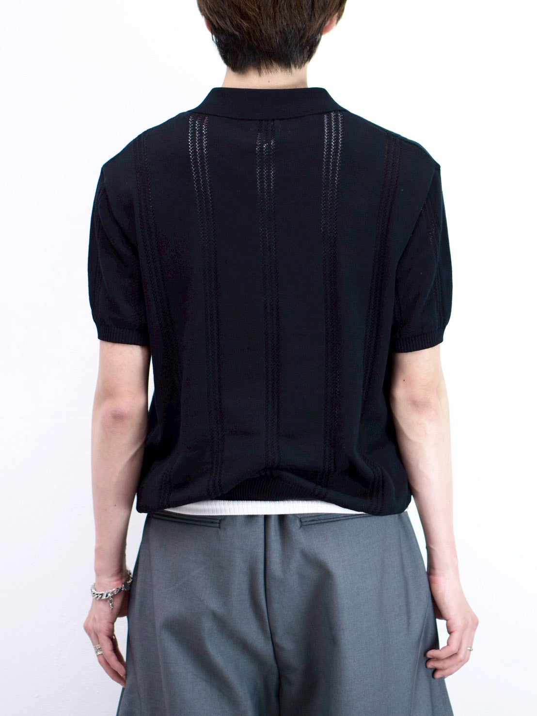 受注制【Chikashitsu +】punching summer knit polo (4color)