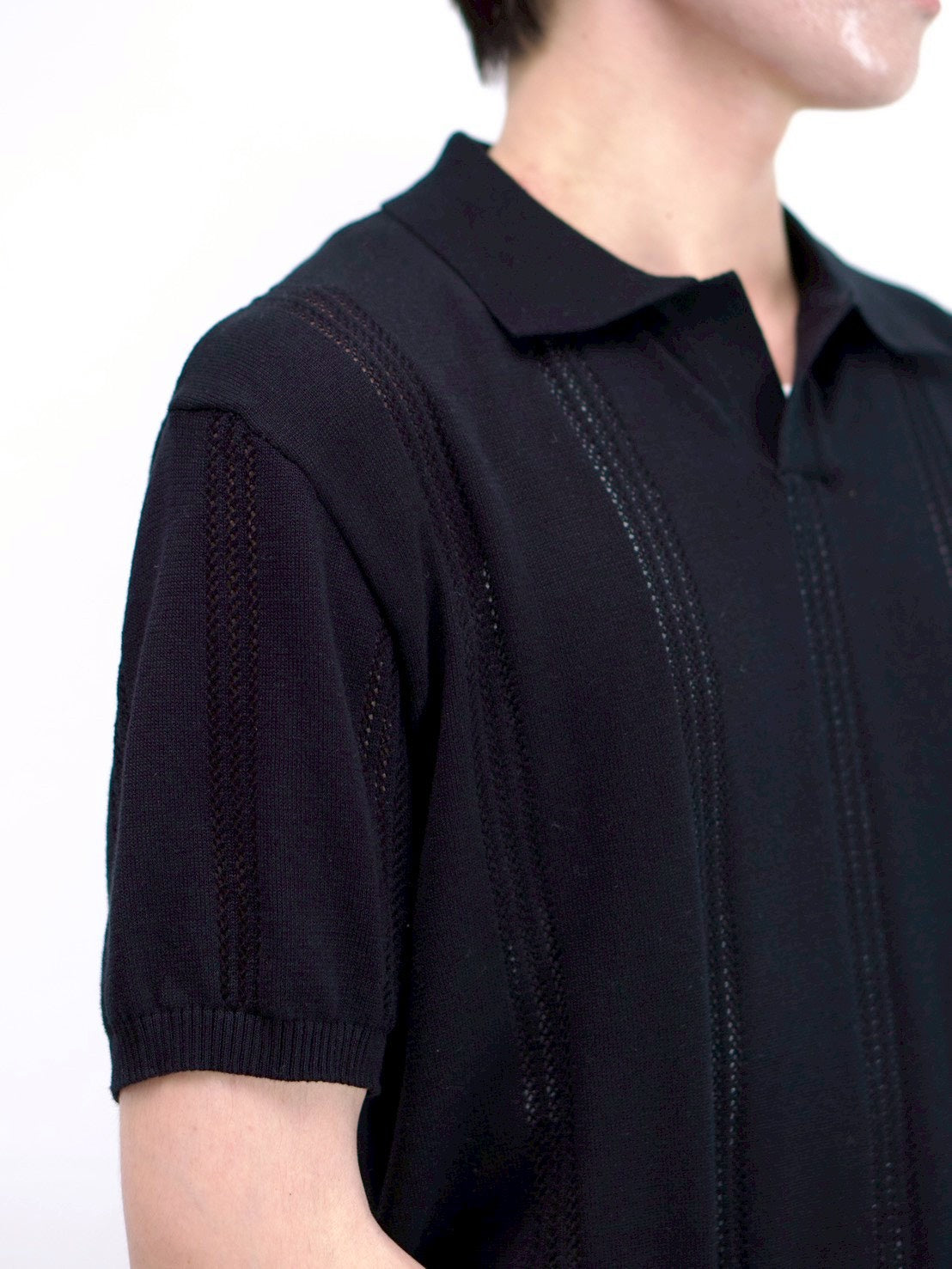 受注制【Chikashitsu +】punching summer knit polo (4color)