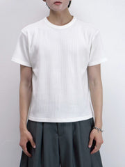 受注制【Chikashitsu +】waffle cropped half sleeve tee (4color)