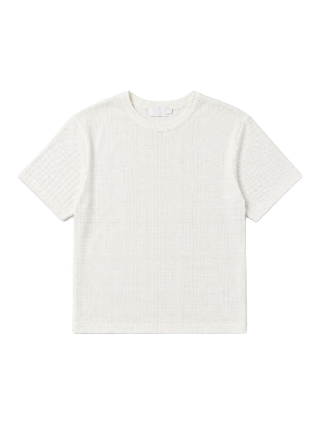 受注制【Chikashitsu +】waffle cropped half sleeve tee (4color)