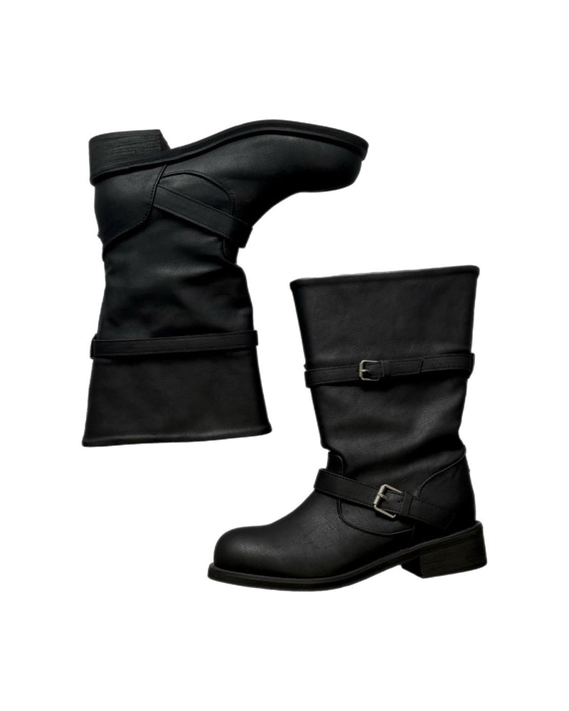 受注制【OaKS】vintage 2-belt biker boots