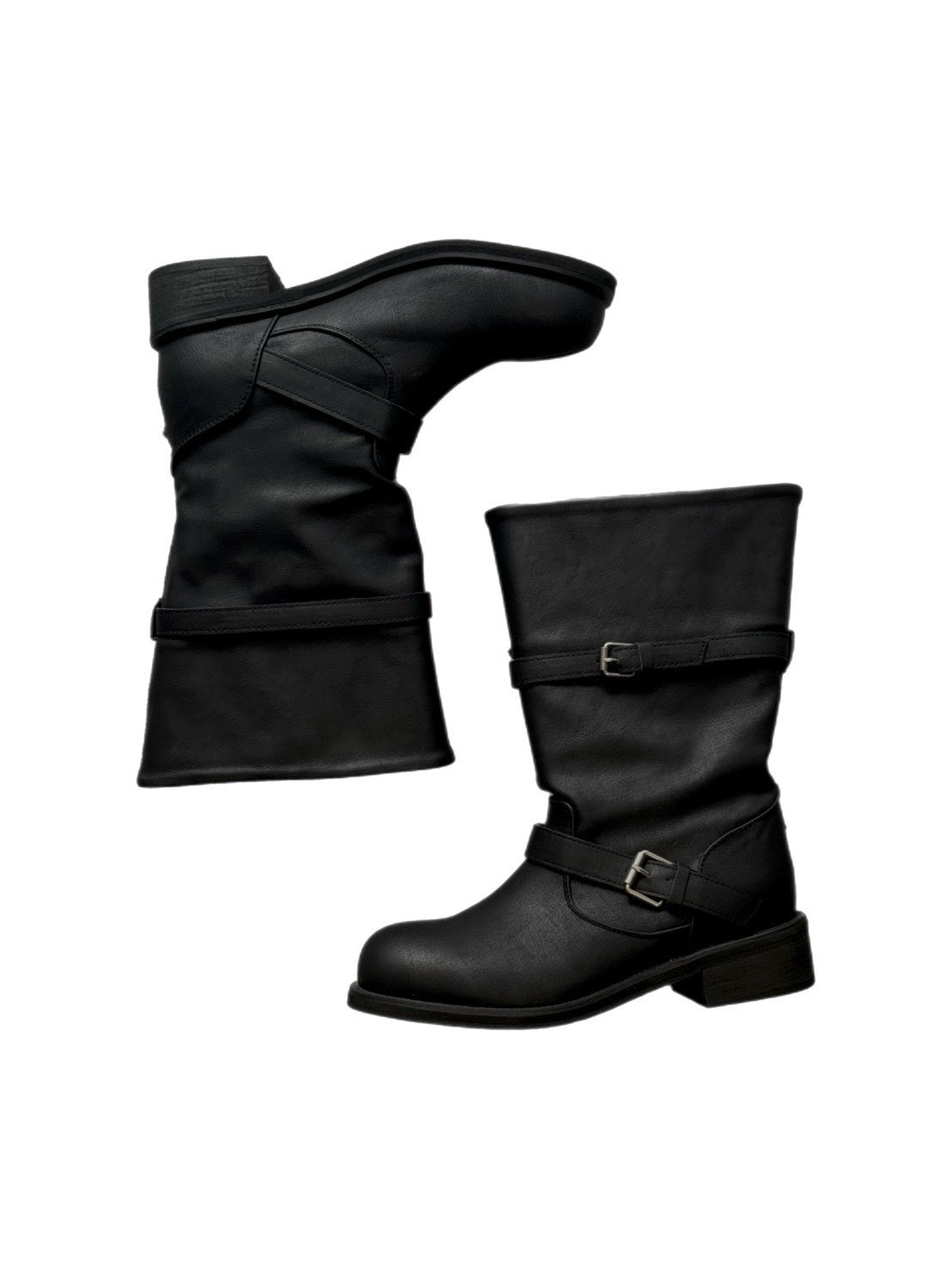 受注制【OaKS】vintage 2-belt biker boots