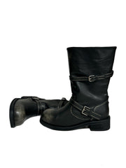 受注制【OaKS】vintage wash 2-belt biker boots