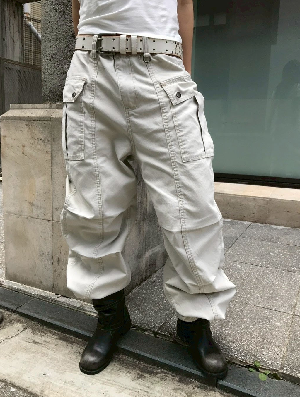 受注制【OaKS】vintage wash 2-belt biker boots