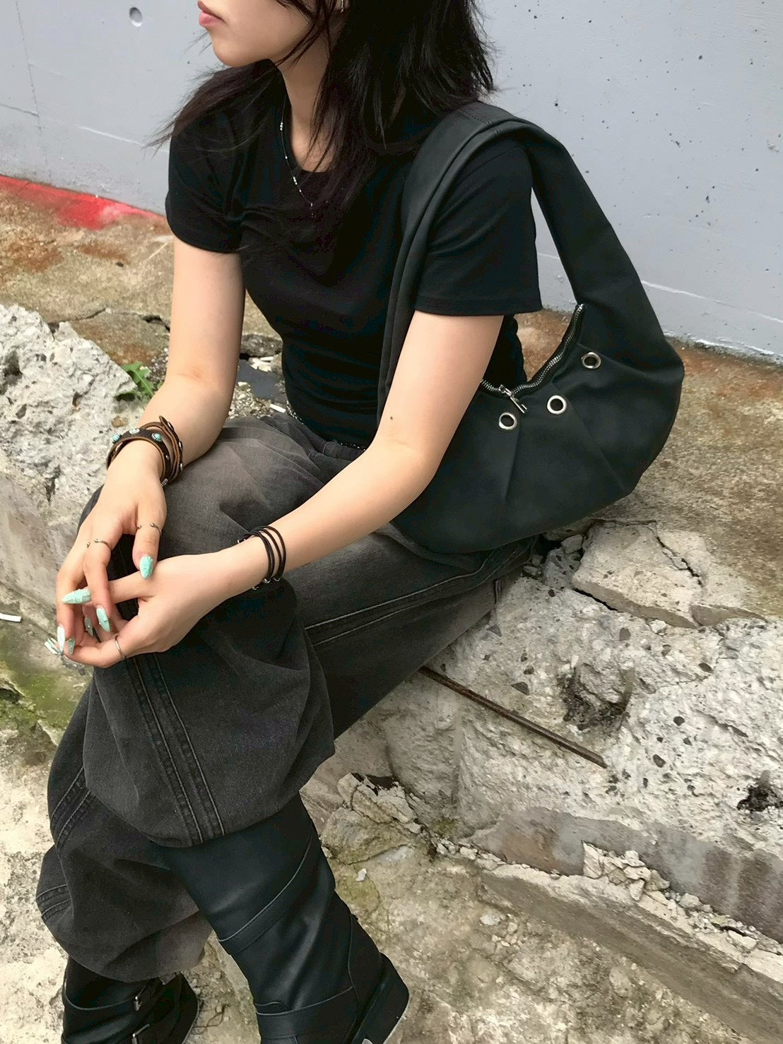 受注制【OaKS】circle smocking shoulder bag (2color)
