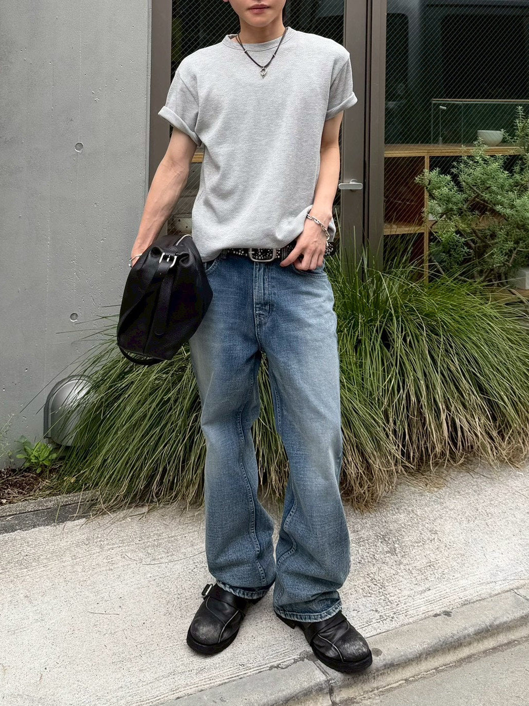 受注制【Chikashitsu +】brush wash flare denim pants