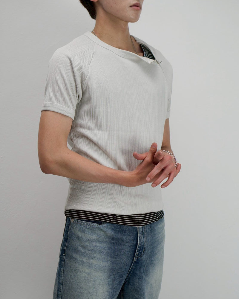 受注制【Chikashitsu +】side half zip t-shirt (4color)