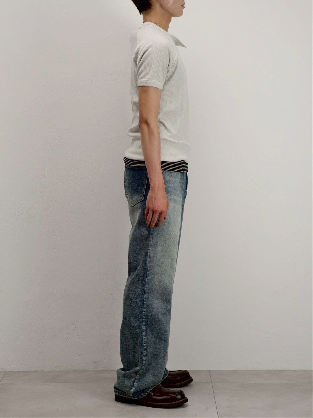 受注制【Chikashitsu +】side half zip t-shirt (4color)