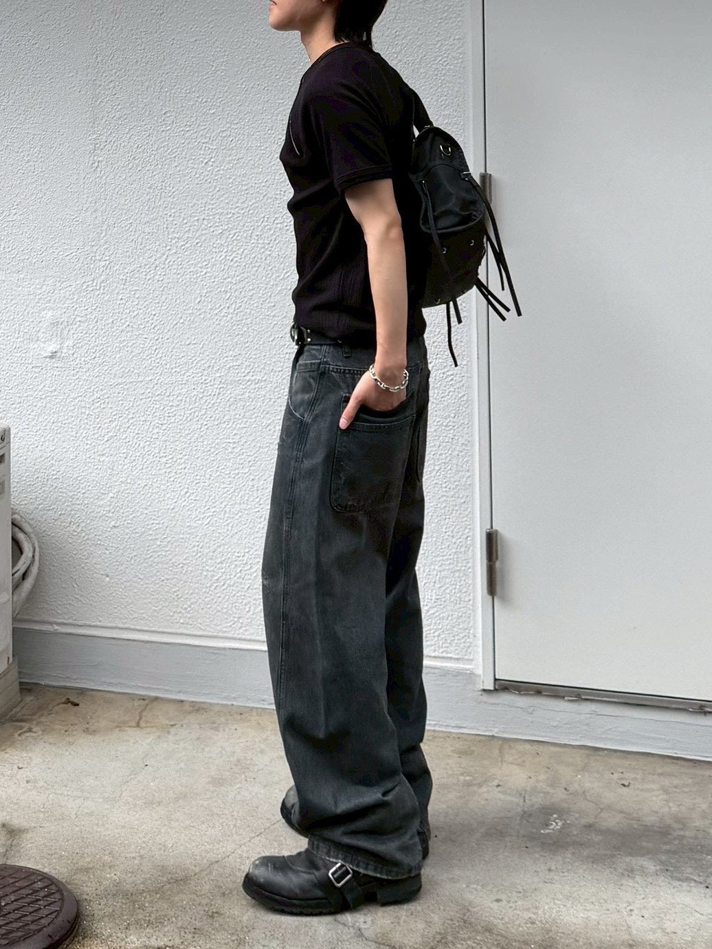 受注制【Chikashitsu +】side half zip t-shirt (4color)