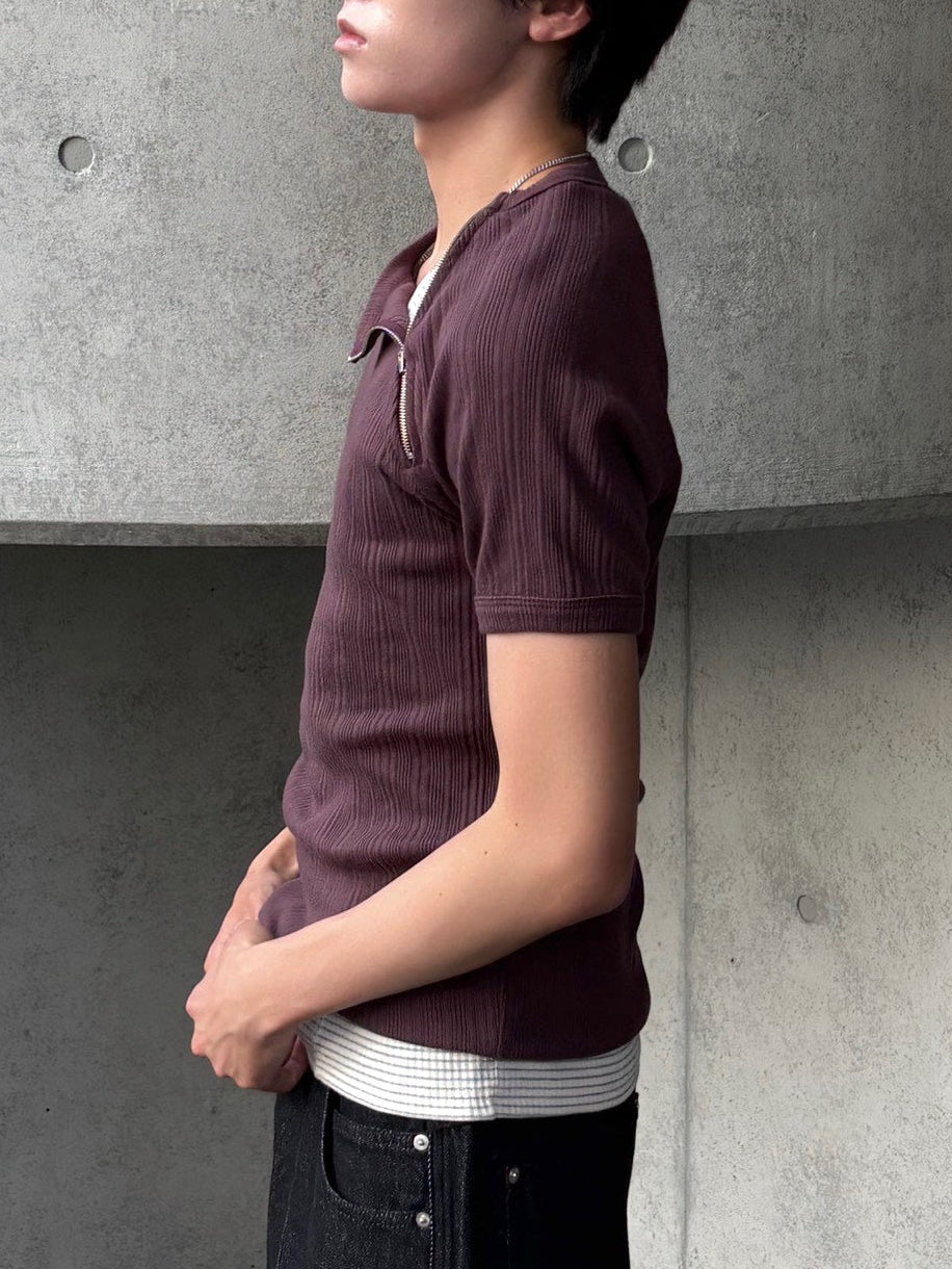 受注制【Chikashitsu +】side half zip t-shirt (4color)