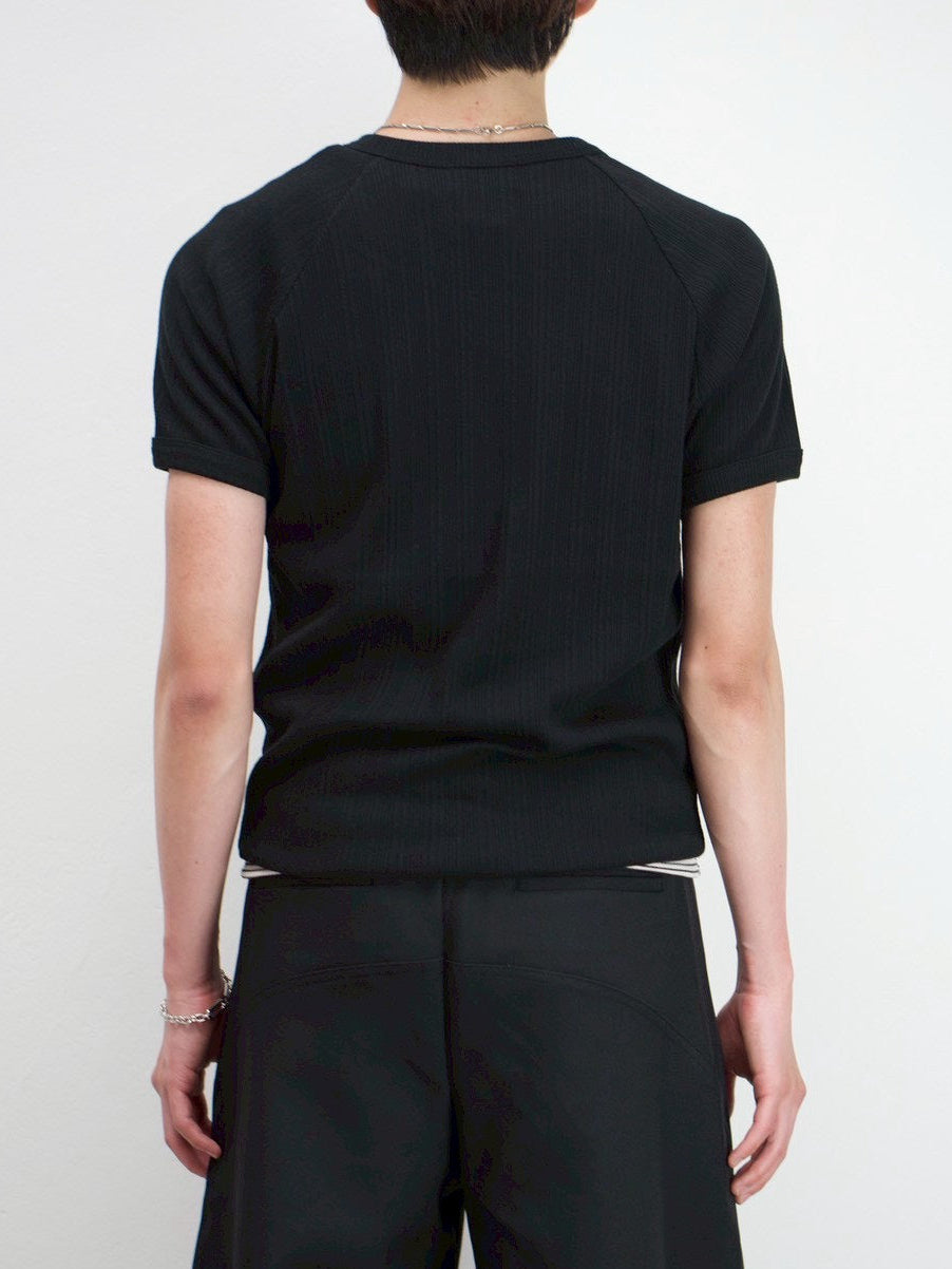 受注制【Chikashitsu +】side half zip t-shirt (4color)