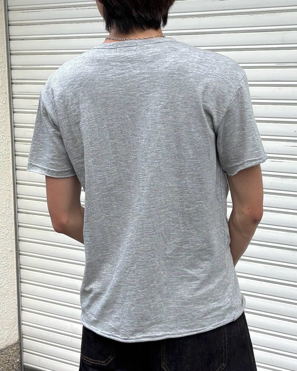 受注制【Chikashitsu +】button slub henley neck t-shirt (4color)