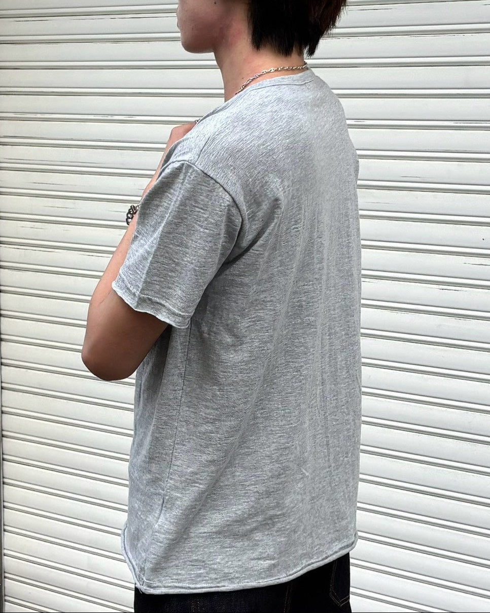 受注制【Chikashitsu +】button slub henley neck t-shirt (4color)