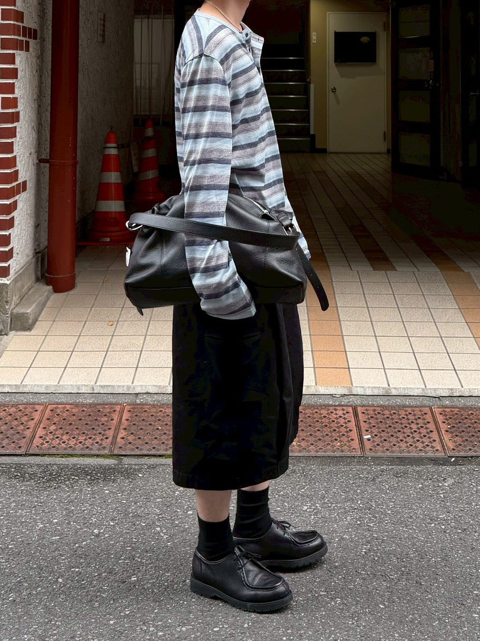受注制【Chikashitsu +】multi border henley long tee