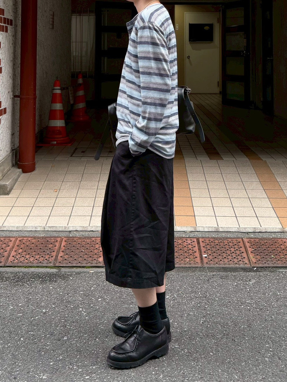 受注制【Chikashitsu +】multi border henley long tee