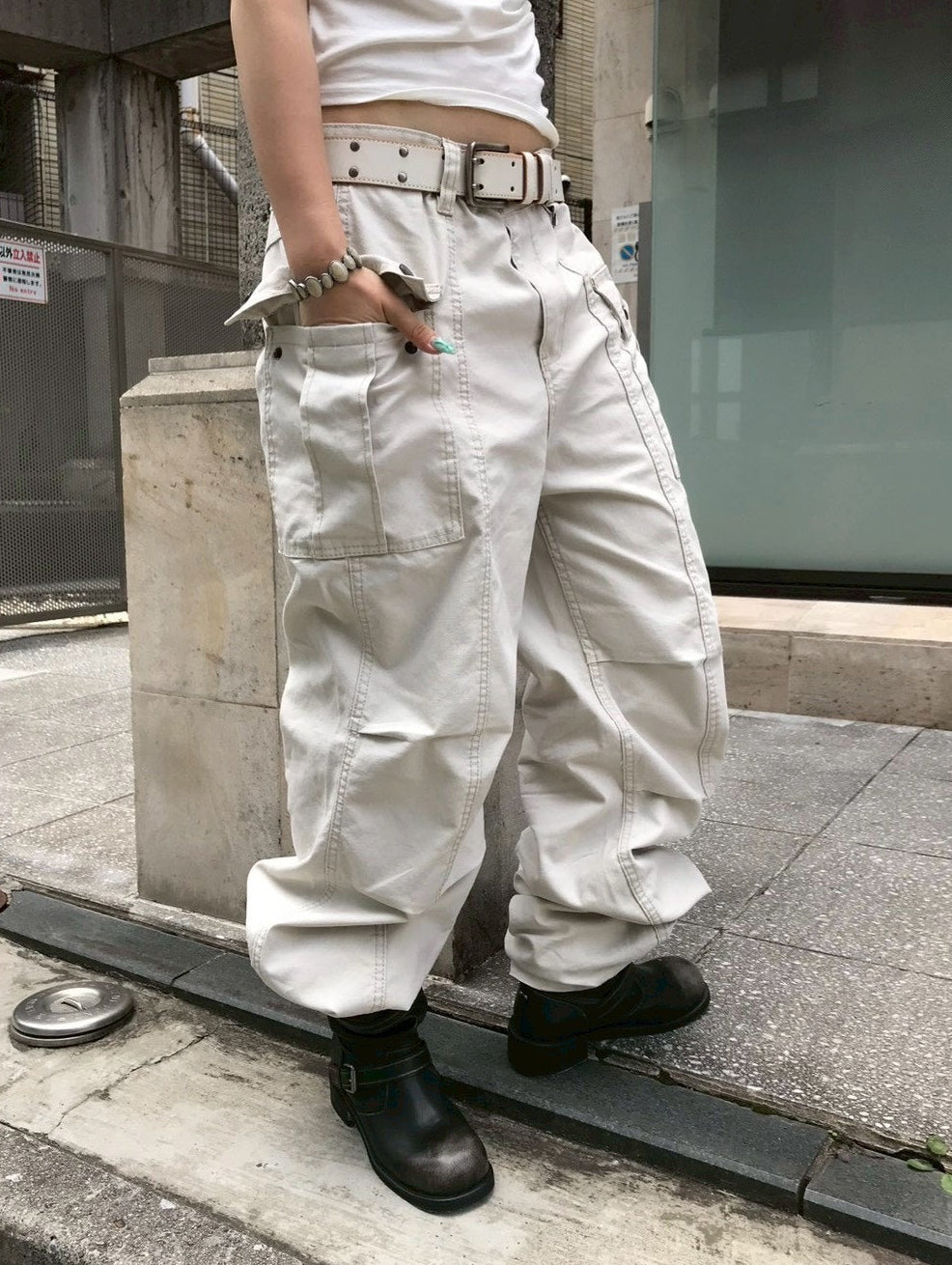 【OaKS】Deep-dyed Cut-out Pants (2color)