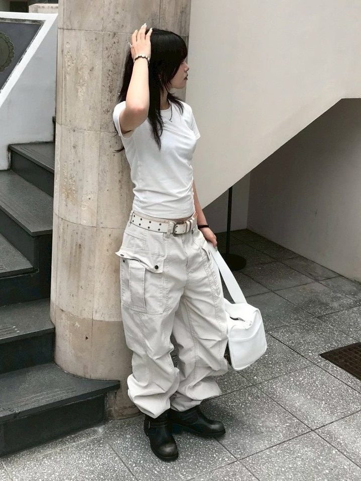 【OaKS】Deep-dyed Cut-out Pants (2color)