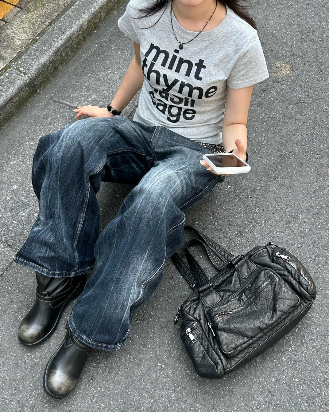 受注制【OaKS】herb logo baby tee (4color)