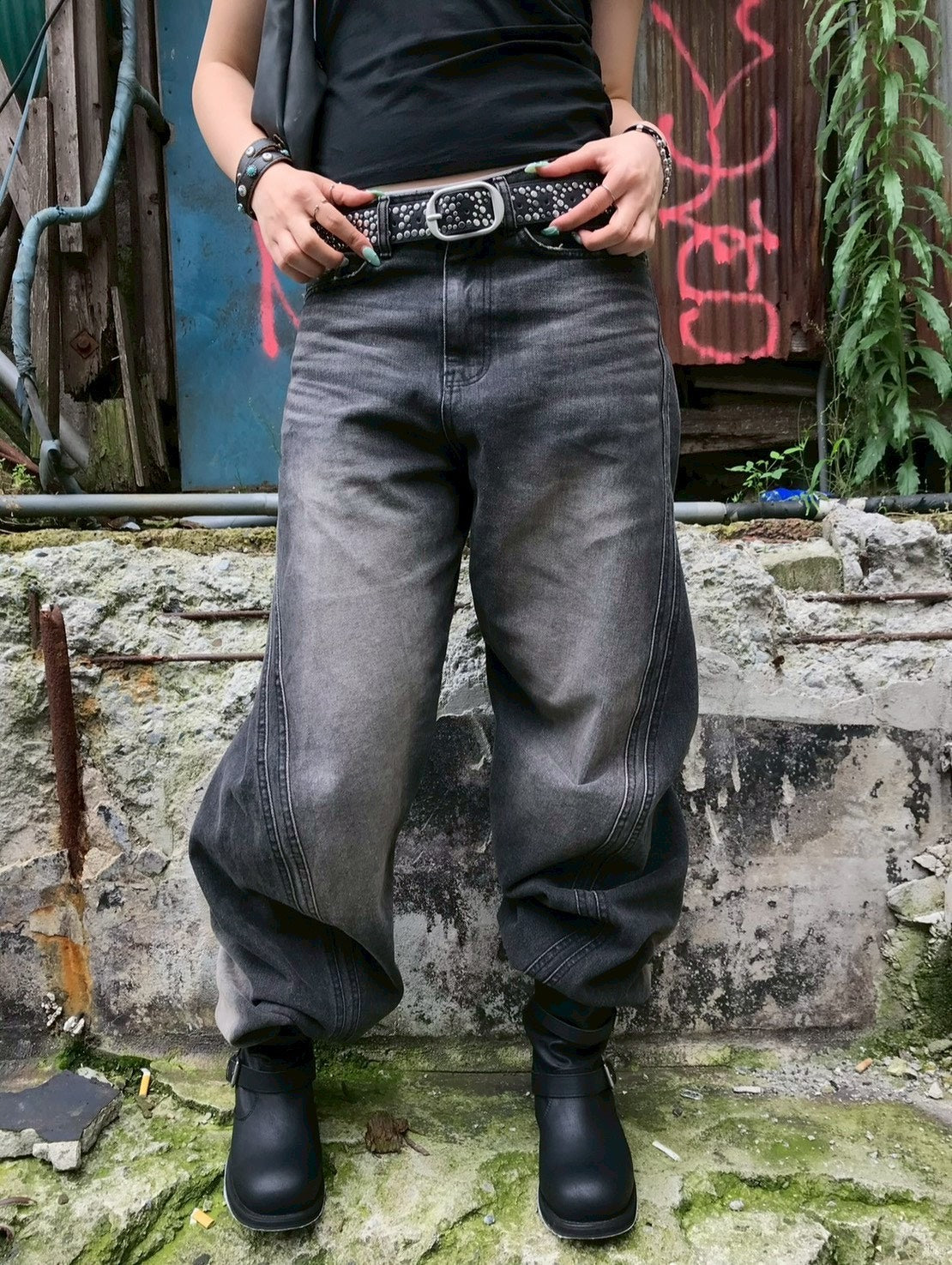 受注制【OaKS】unisex multi studs belt