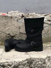 受注制【OaKS】vintage 2-belt biker boots