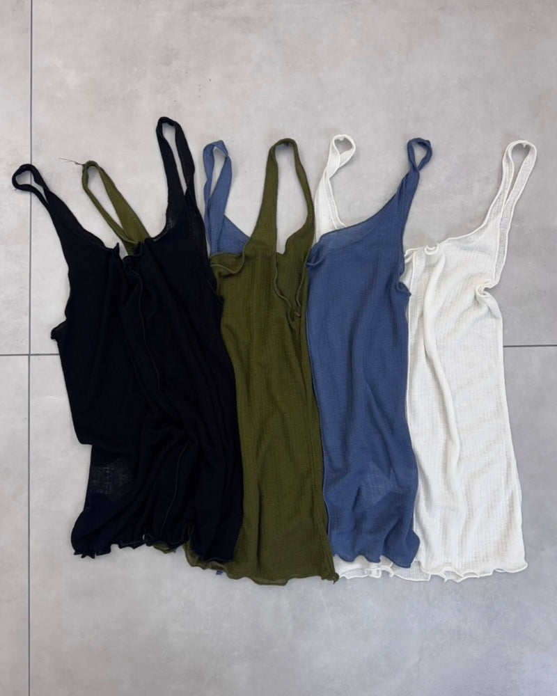 【OaKS】see-through sleeveless top (4color)