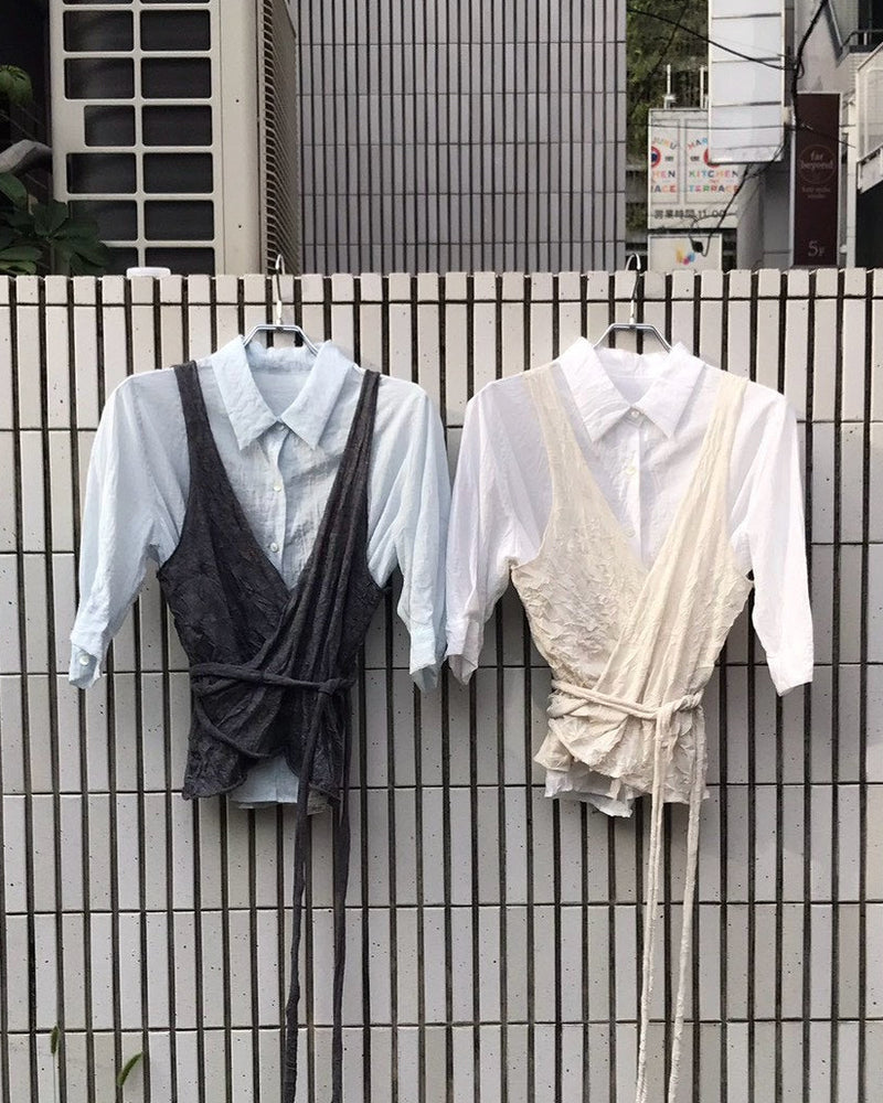 受注制【OaKS】city wrinkle bustier top (2color)