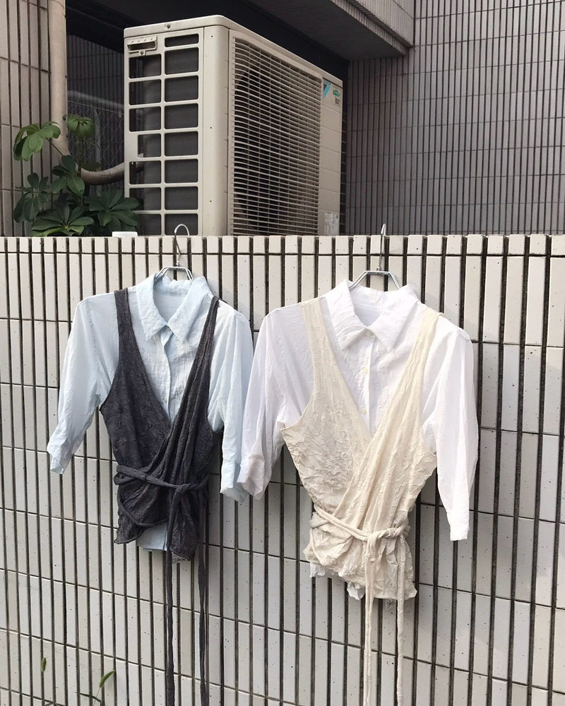 受注制【OaKS】city wrinkle bustier top (2color)