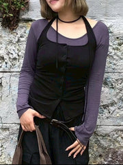 受注制【OaKS】eyelet halter tank top (2color)