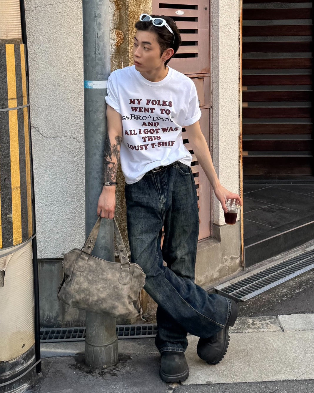 受注制【Chikashitsu +】oil wash semi flare denim pants