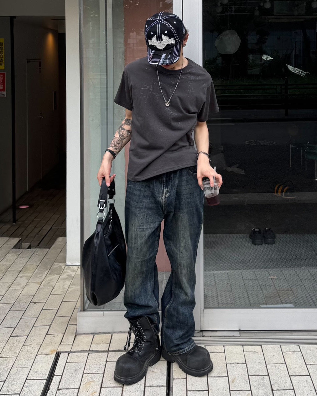 受注制【Chikashitsu +】oil wash semi flare denim pants