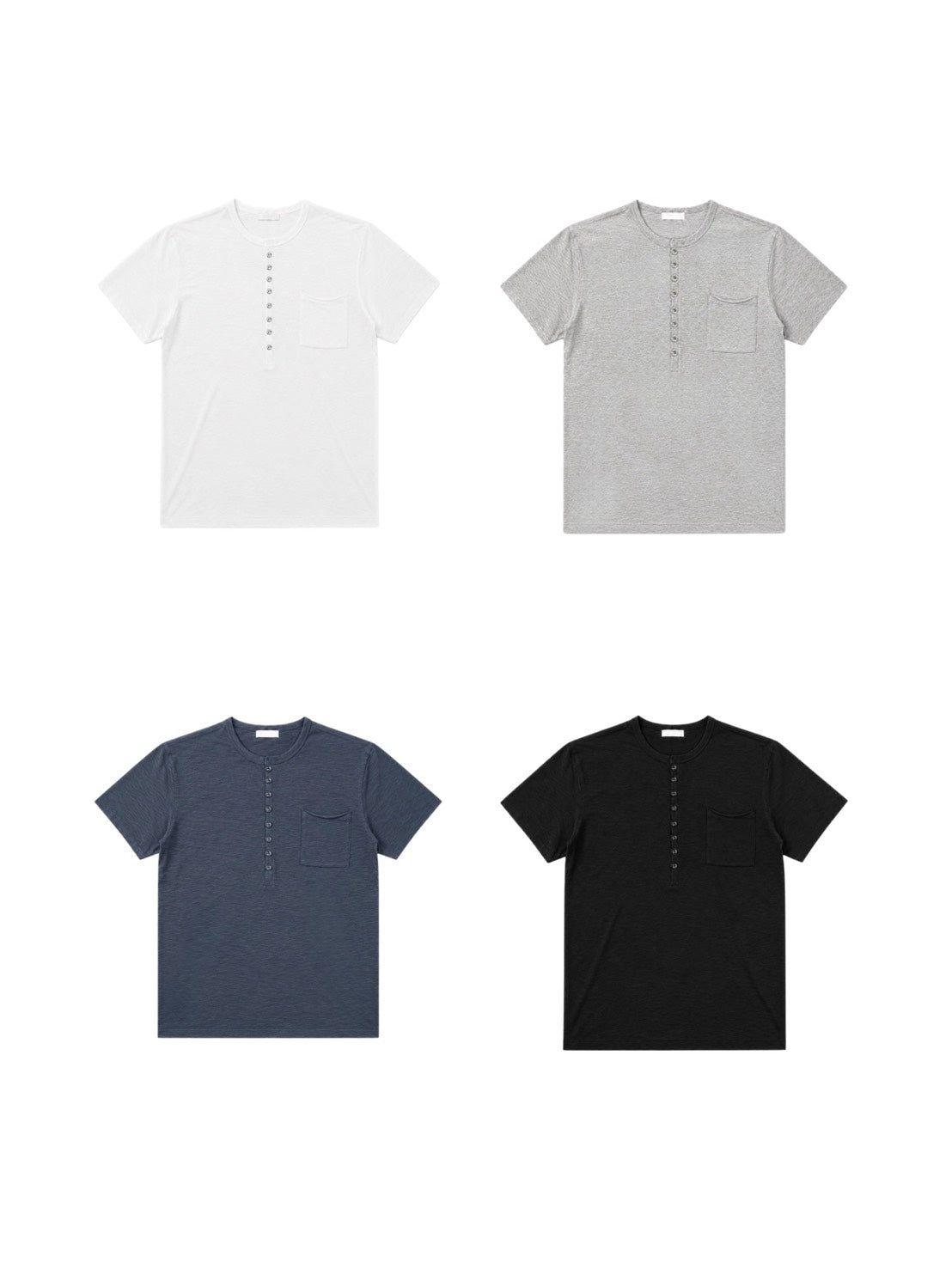 受注制【Chikashitsu +】button slub henley neck t-shirt (4color)