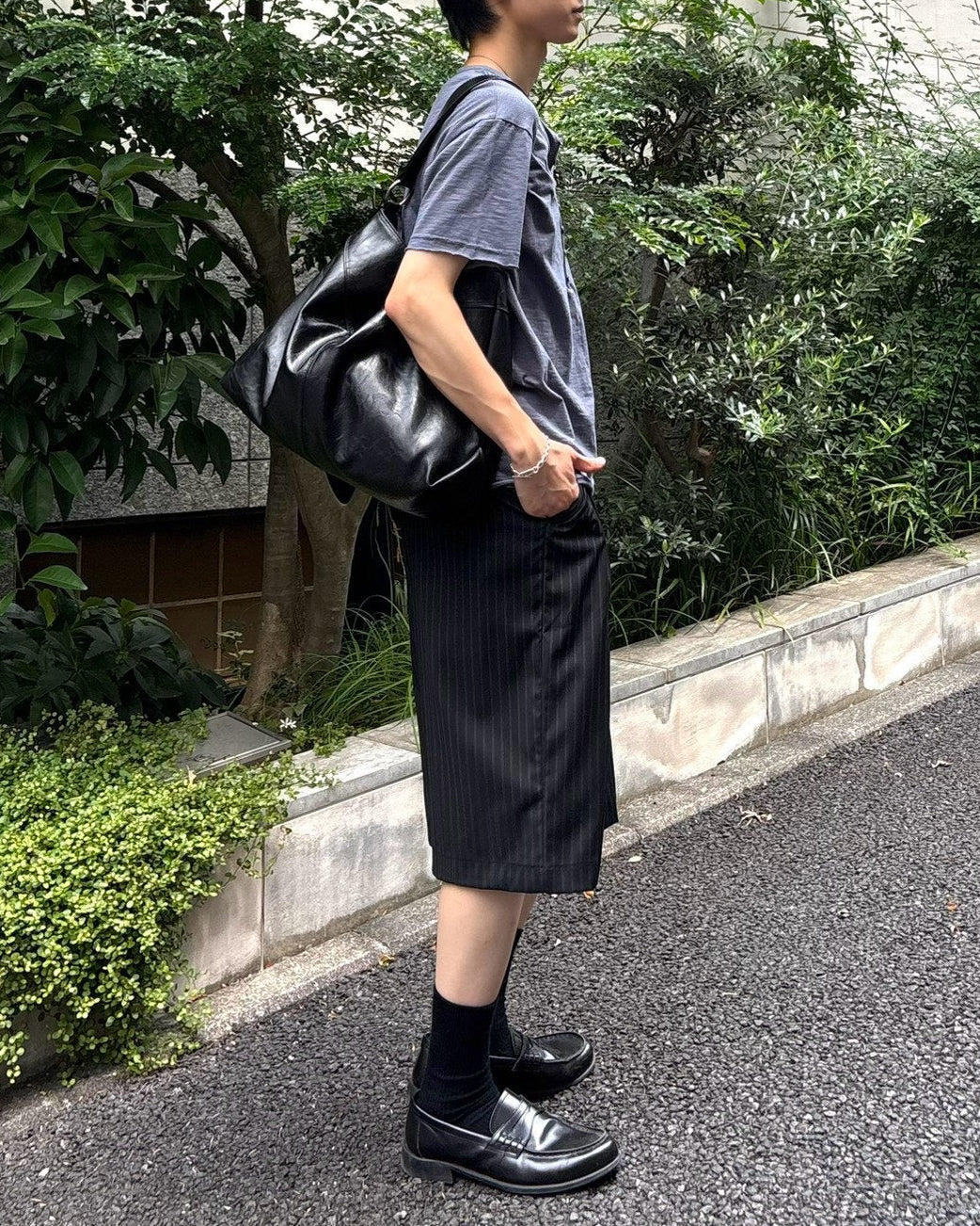 受注制【Chikashitsu +】button slub henley neck t-shirt (4color)