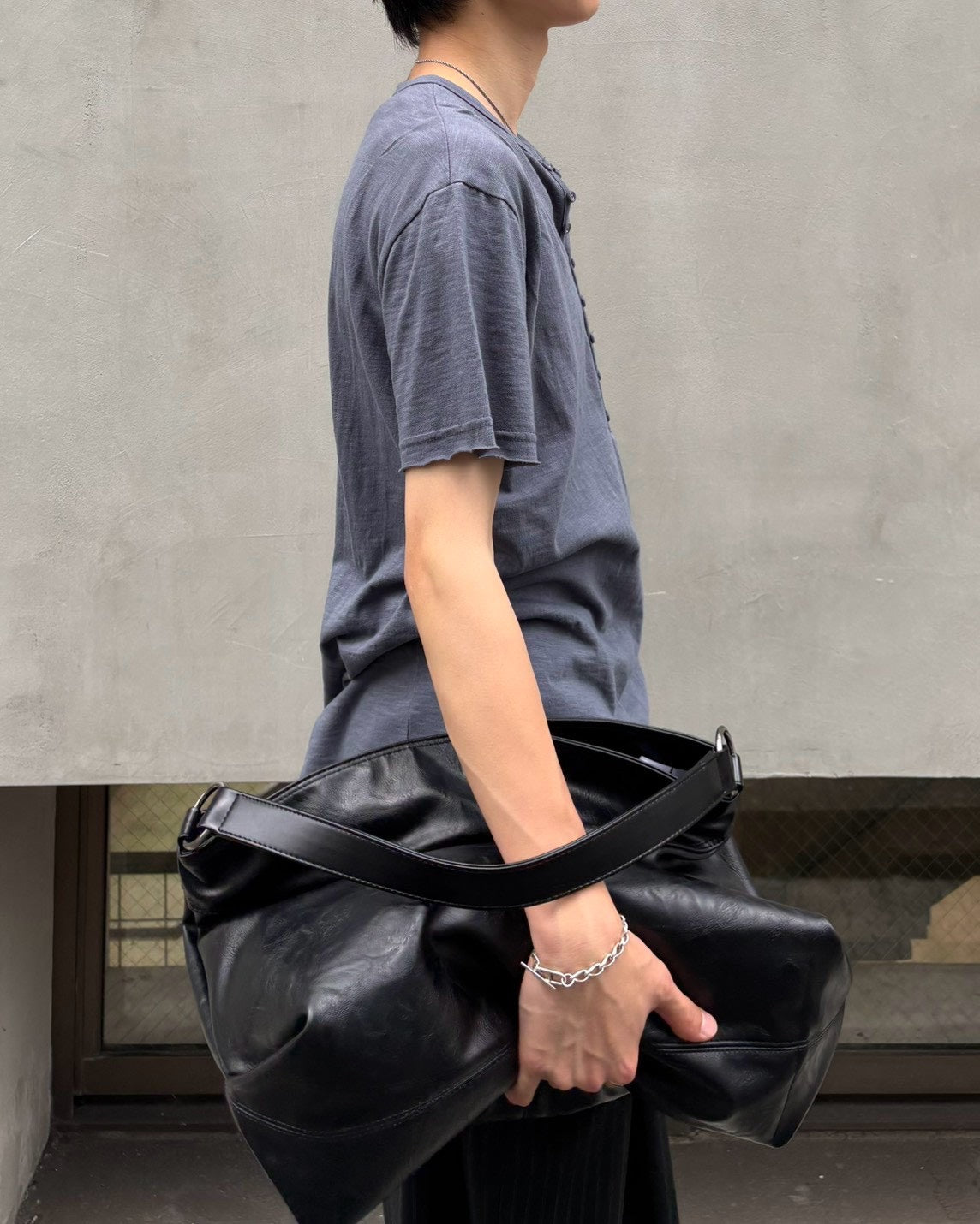 受注制【Chikashitsu +】button slub henley neck t-shirt (4color)