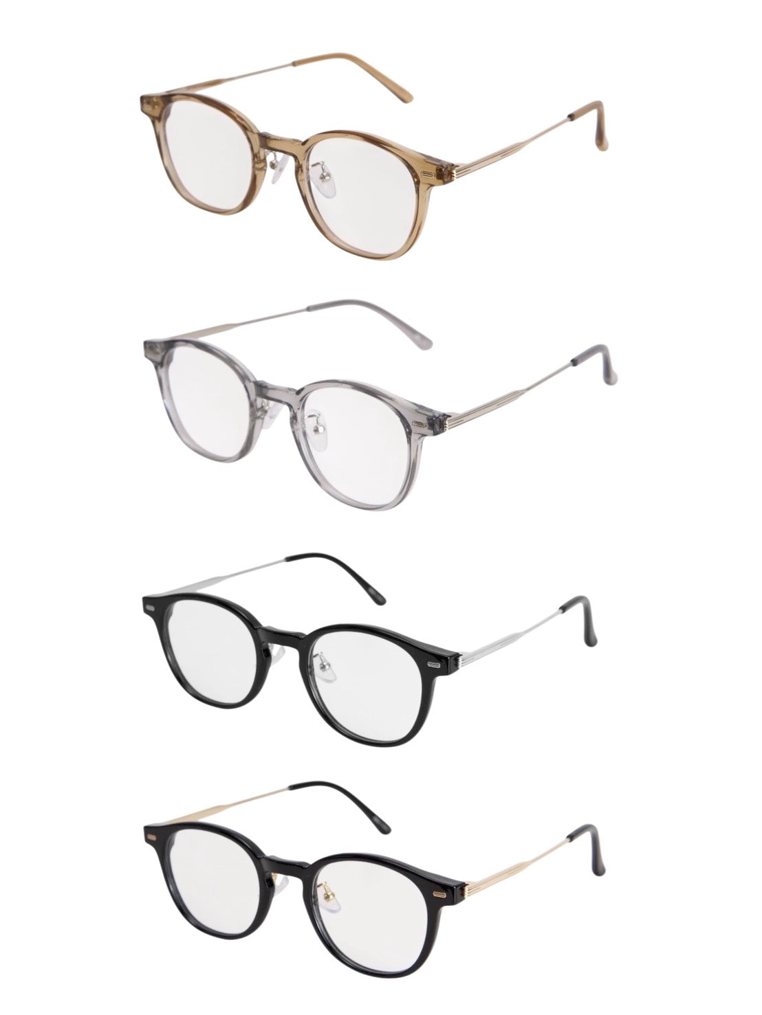 受注制【Chikashitsu +】silver temple boston eyeglasses (4color)