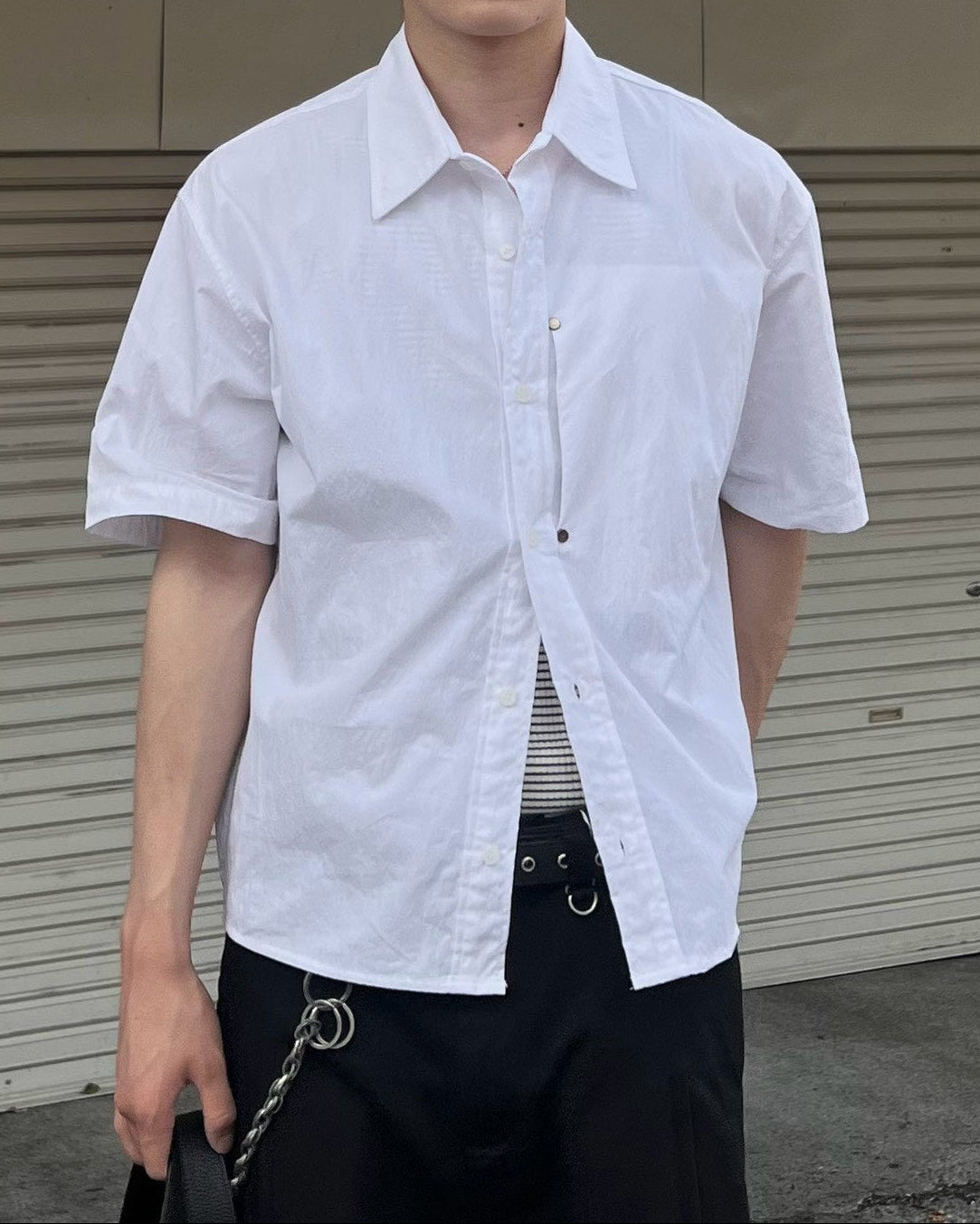 受注制【Chikashitsu +】cropped rivet shirt (3color)