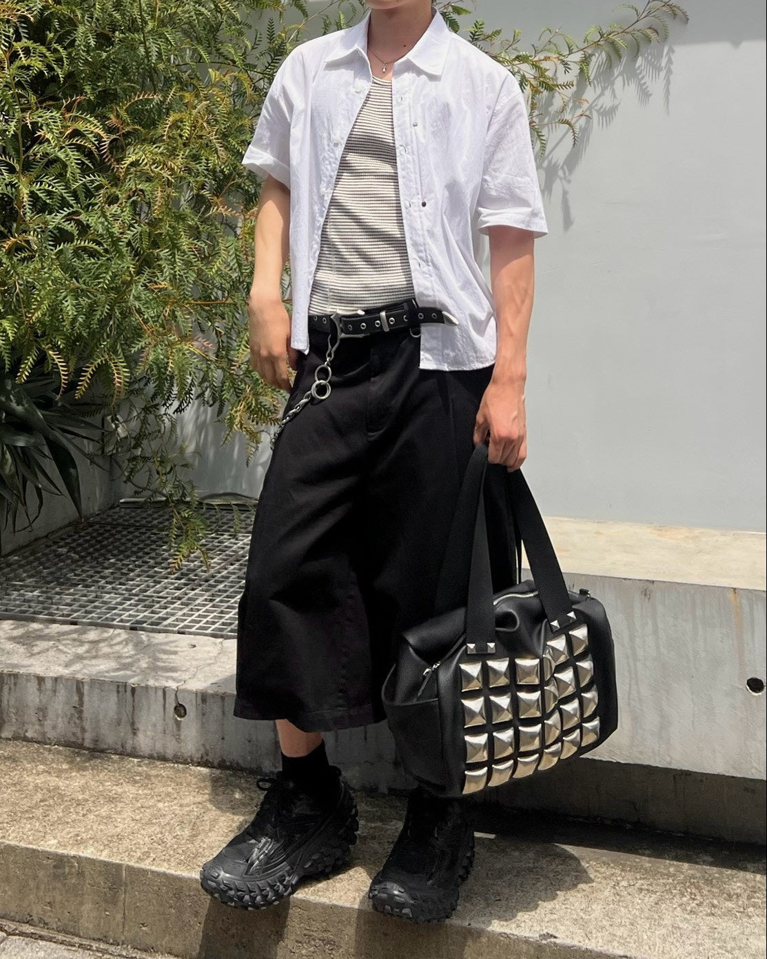 受注制【Chikashitsu +】cropped rivet shirt (3color)