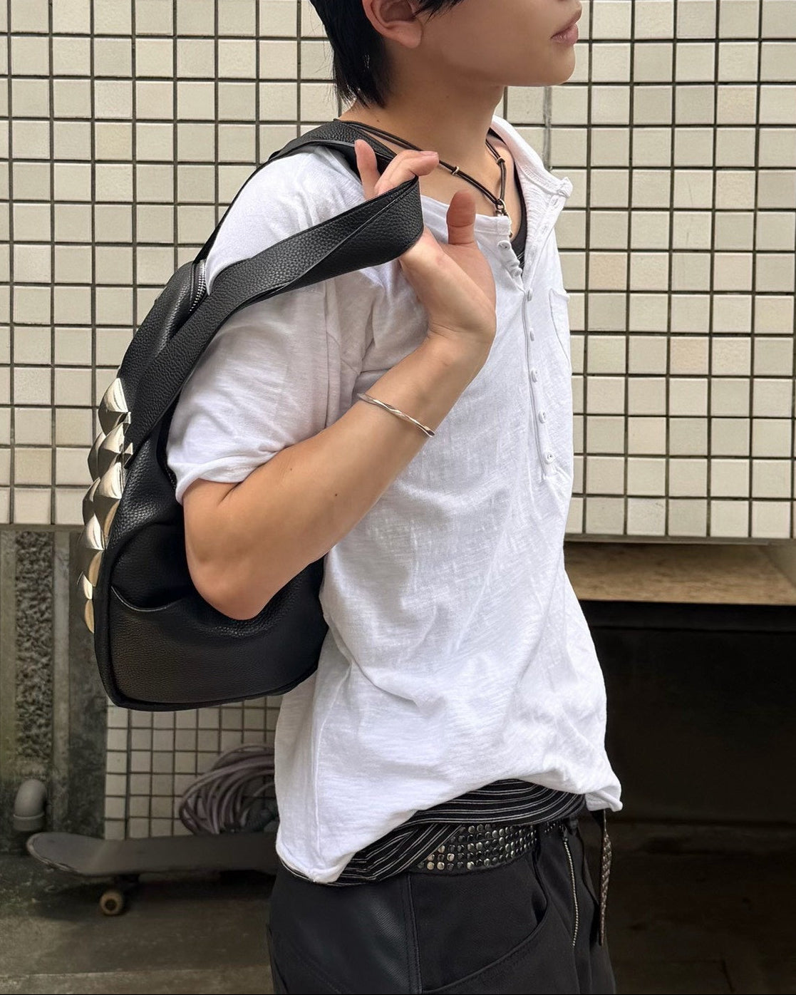 受注制【Chikashitsu +】button slub henley neck t-shirt (4color)