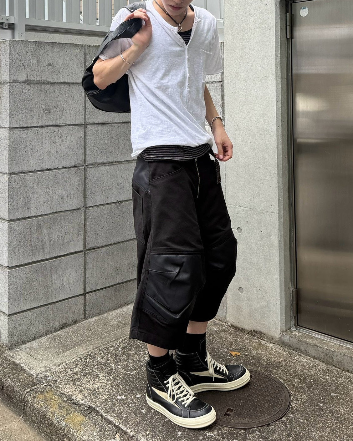 受注制【Chikashitsu +】button slub henley neck t-shirt (4color)