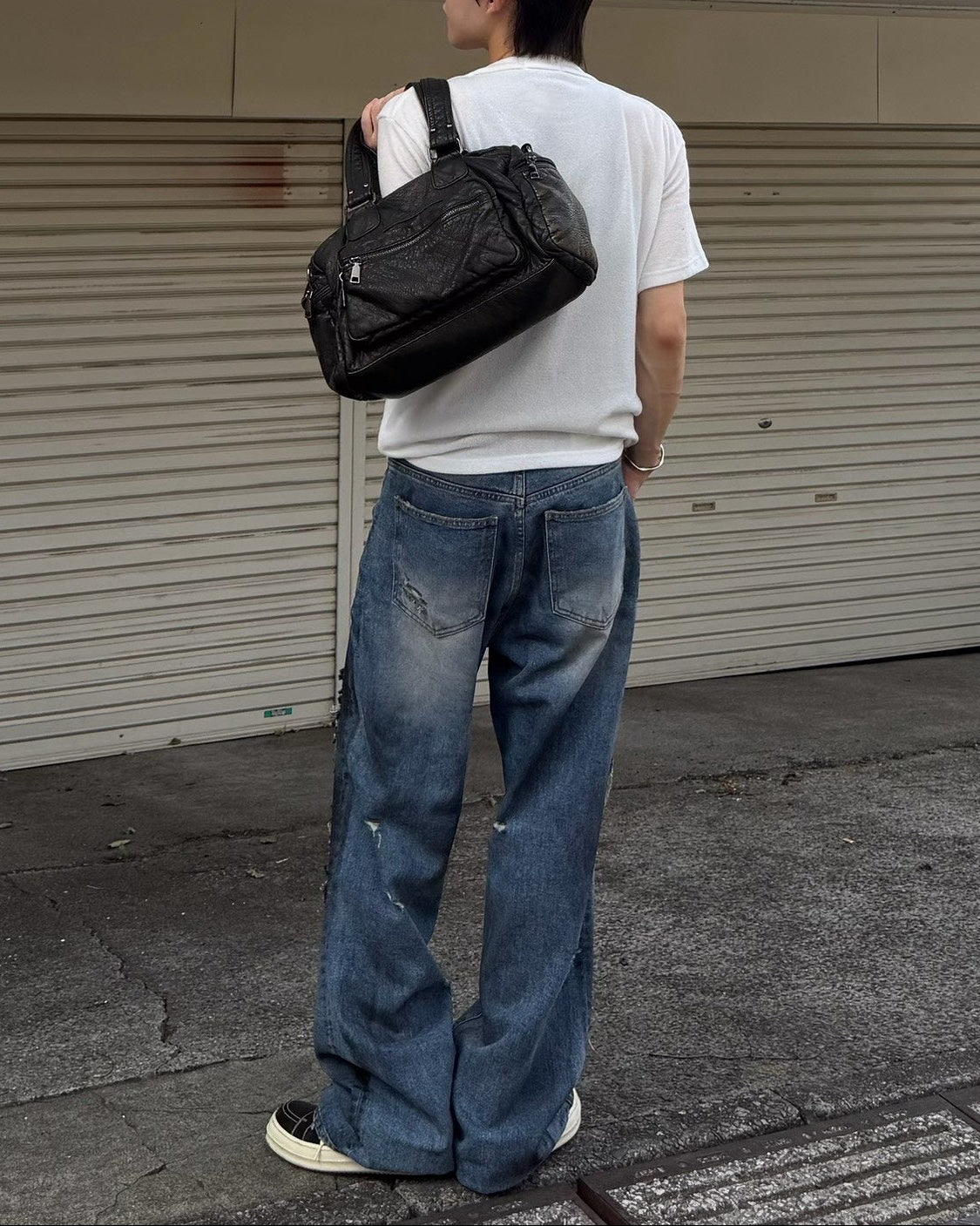 受注制【Chikashitsu +】sleek layered button half sleeve tee (4color)