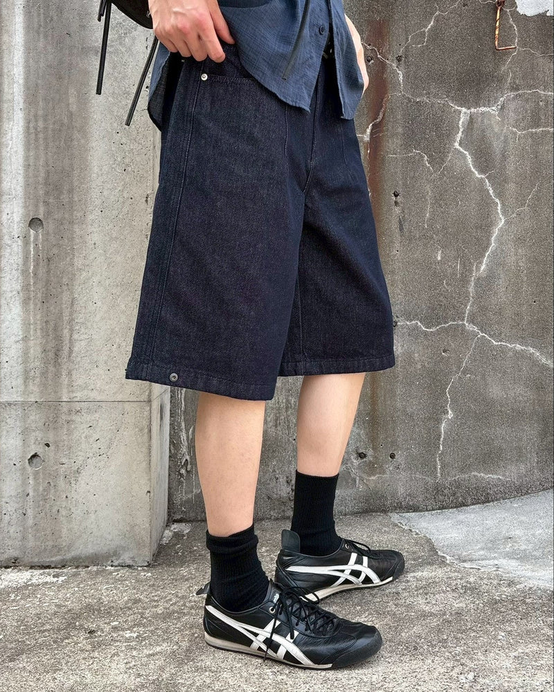 受注制【Chikashitsu +】snap bermuda denim pants (2color)