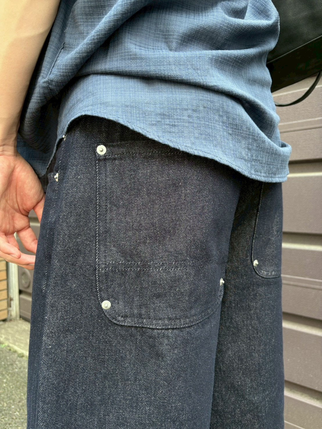 受注制【Chikashitsu +】snap bermuda denim pants (2color)