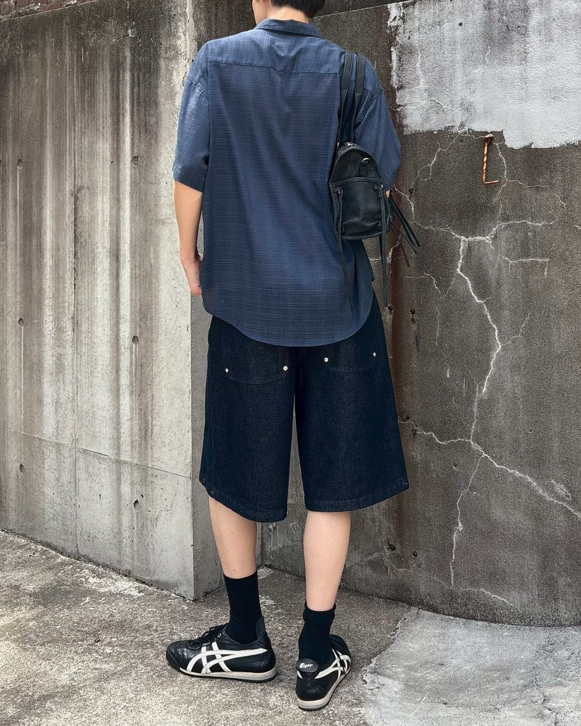 受注制【Chikashitsu +】snap bermuda denim pants (2color)