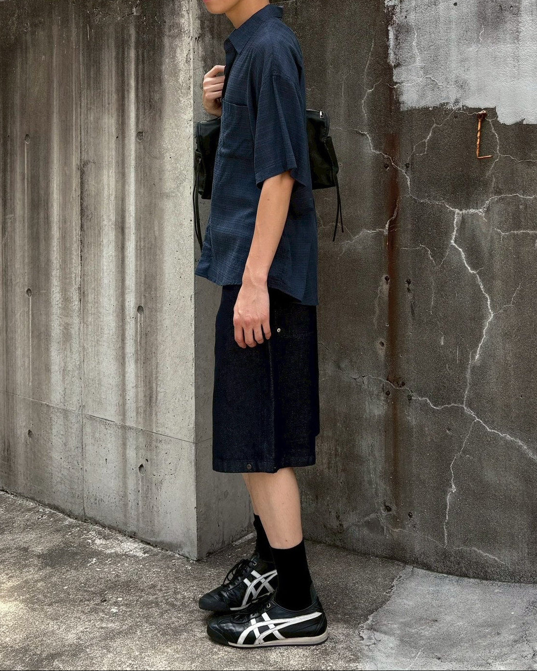 受注制【Chikashitsu +】snap bermuda denim pants (2color)