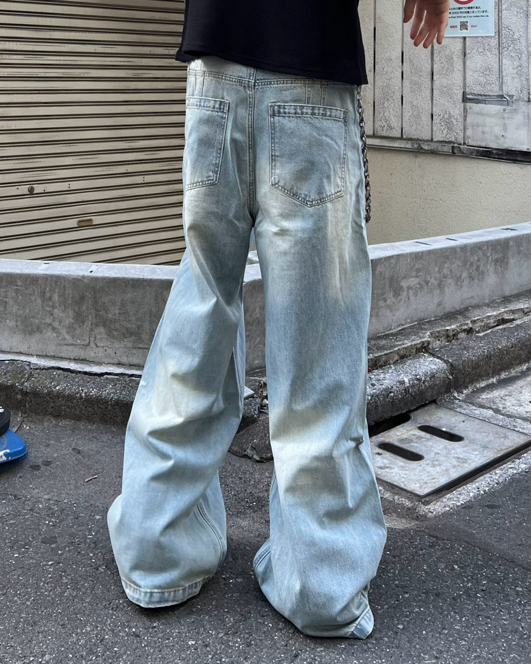受注制【Chikashitsu +】wave curved denim pants