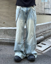 受注制【Chikashitsu +】wave curved denim pants