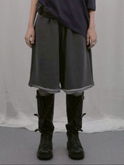 【HOLY NUMBER 7】OVERSIZED HIP HOP WIDE FIT CUBIC SHORT PANTS