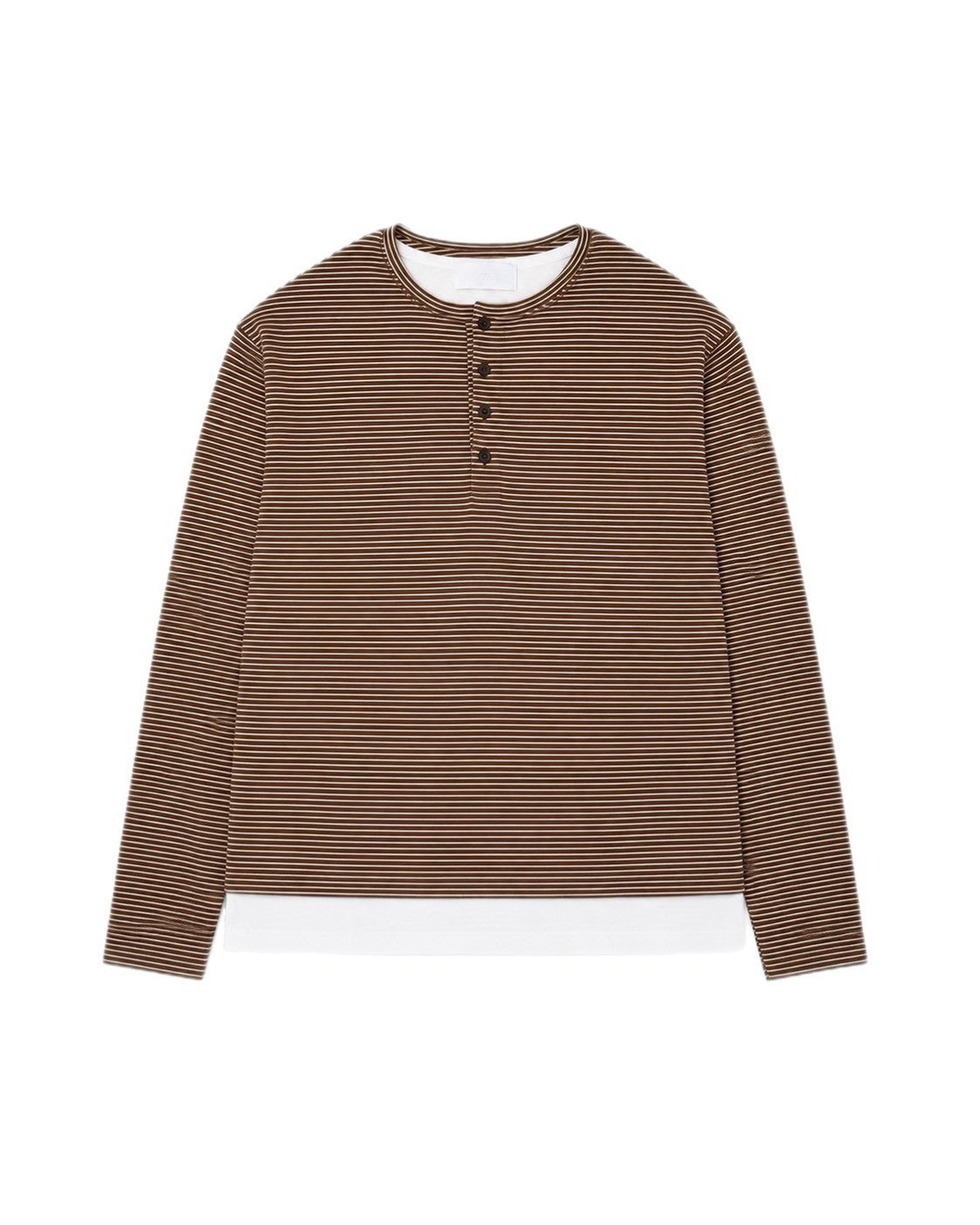 受注制【Chikashitsu +】border layered henley neck t-shirt (3color)