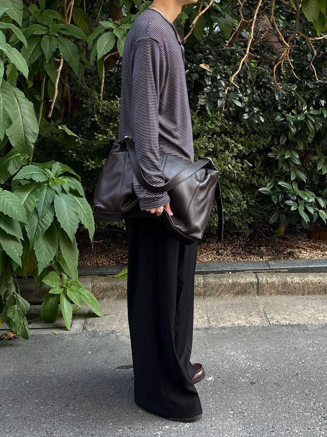 受注制【Chikashitsu +】border layered henley neck t-shirt (3color)