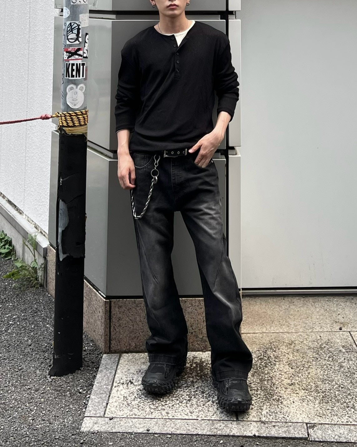 受注制【Chikashitsu +】sheer henley long sleeve tee (5color)