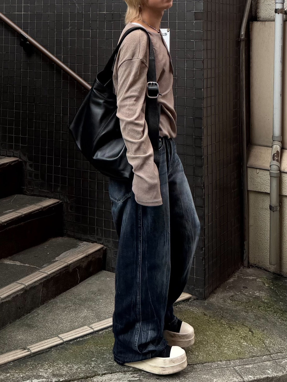 受注制【Chikashitsu +】sheer henley long sleeve tee (5color)